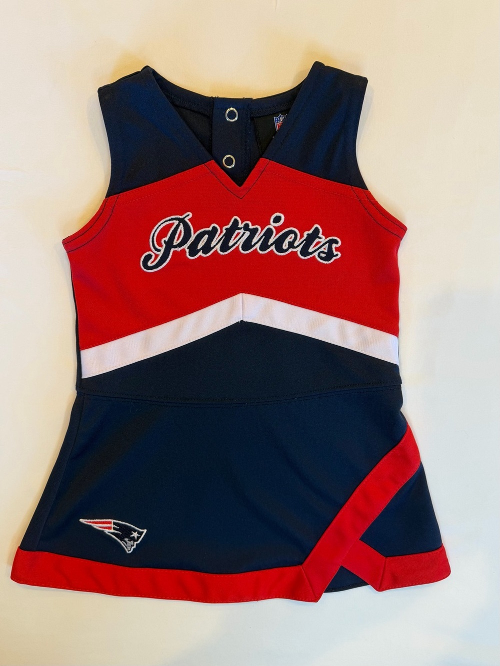NFL New England Patriots Baby Girls Navy, Red & White Cheer Tank Dress 18M